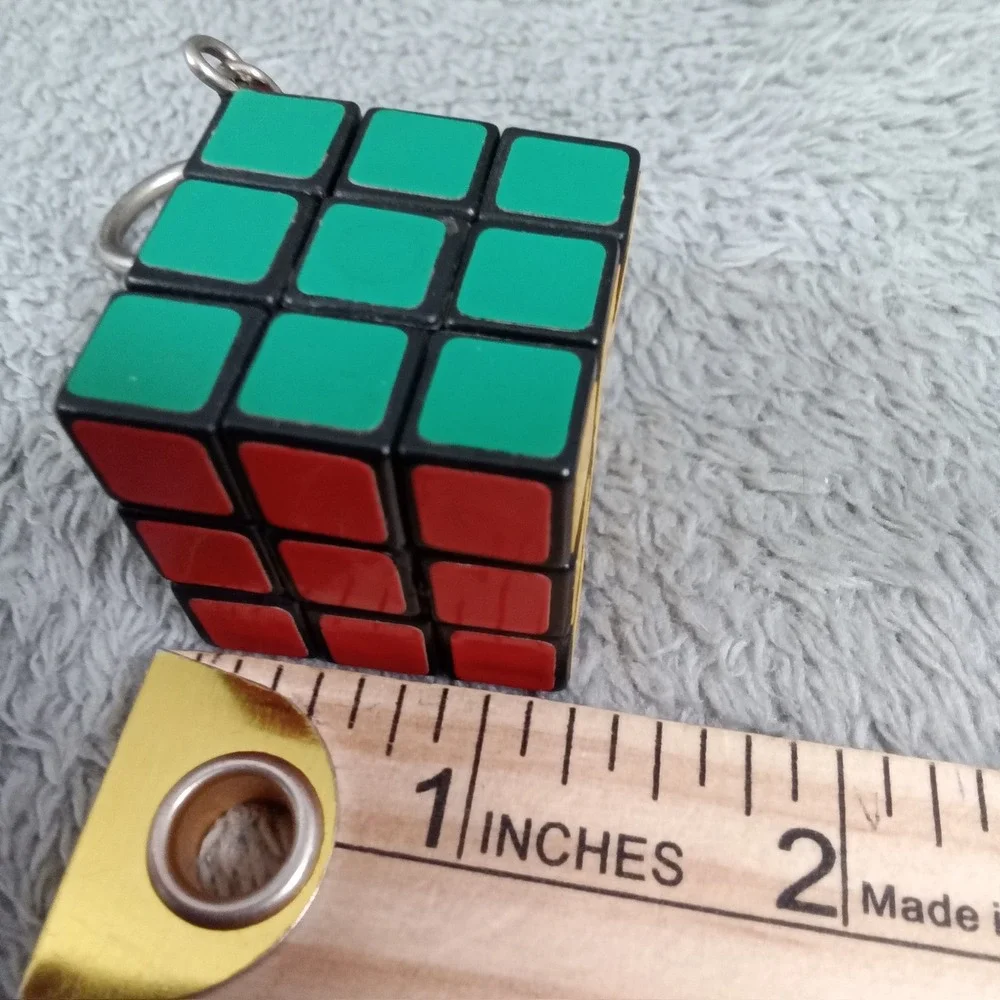 Rubiks Cube‎ Keychain Mini 3x3 Functional Puzzle Toy Retro Bag Charm Multicolor